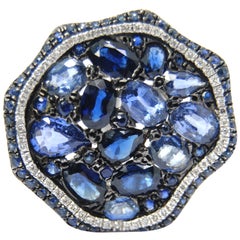 Sapphire and Diamonds Oceana Cocktail Ring in 18 Karat White Gold