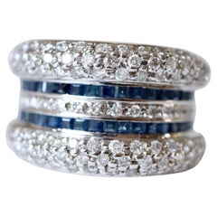 Sapphire and Diamonds Ring in 18 Karat White Gold 