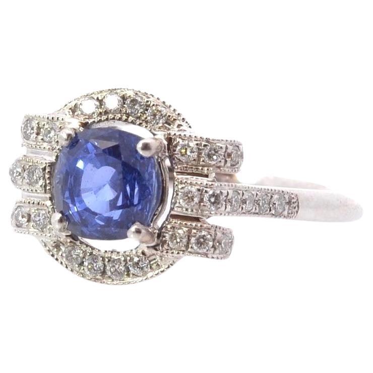 Sapphire and diamonds ring in 18k gold