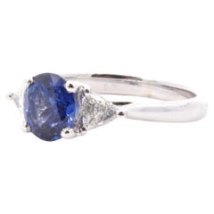 Sapphire and diamonds ring in 18k whit gold