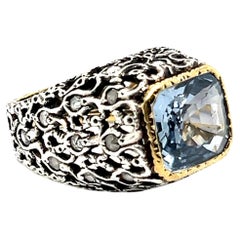 Ring mit Saphiren und Diamanten aus Silber und 18 Karat Gelbgold von Mario Buccellati