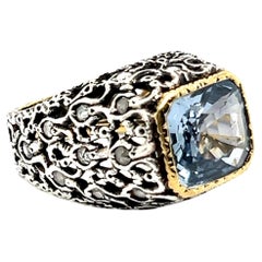 Bague en argent et or jaune 18 carats avec saphir et diamants par Mario Buccellati