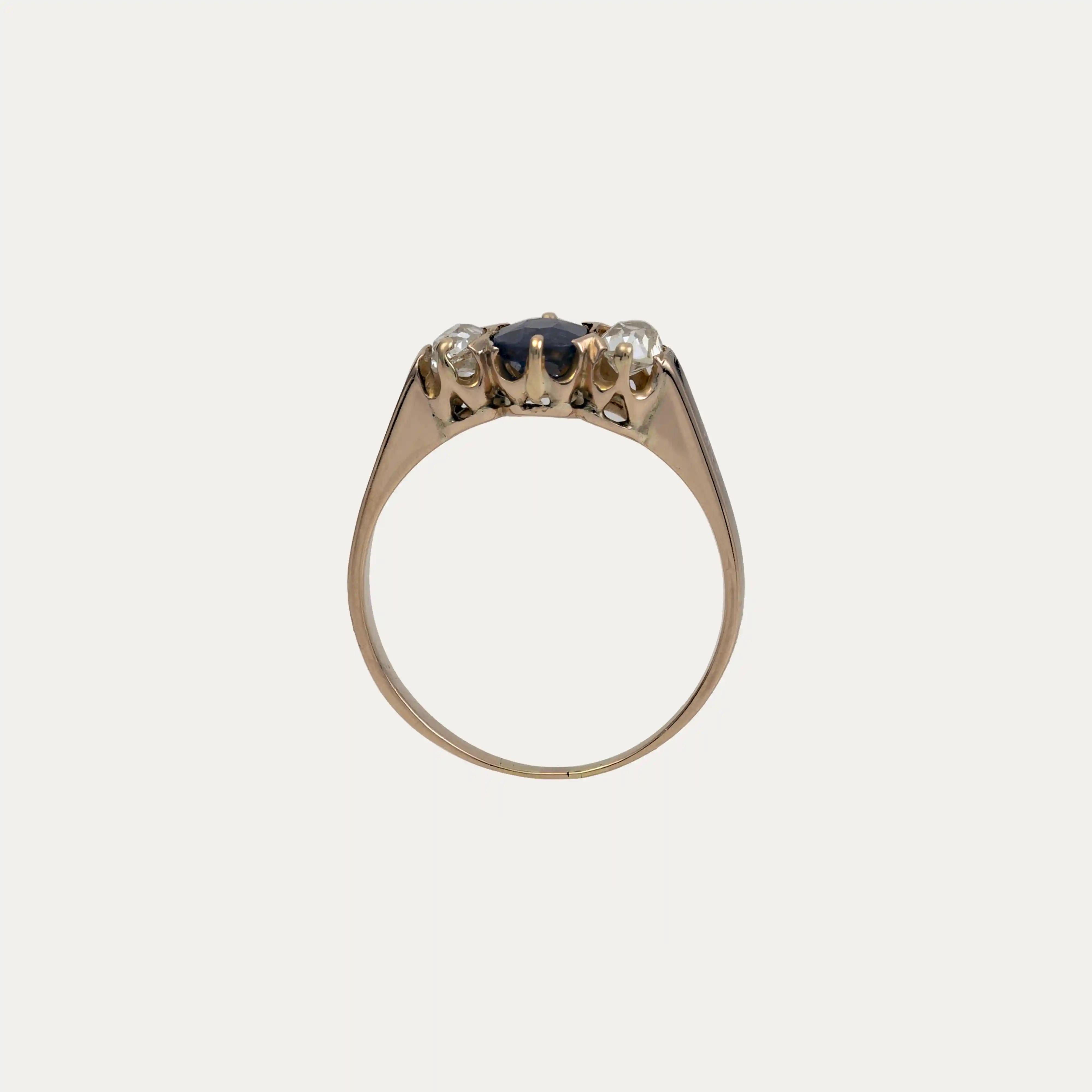 Anillo de Cóctel de Oro Rosa con Zafiro y Diamantes Victoriano en venta