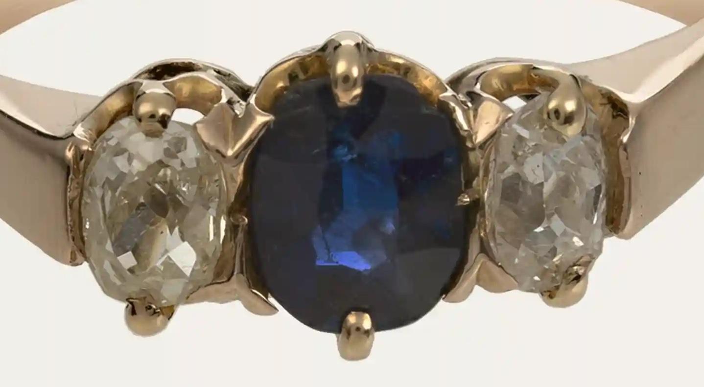 Anillo de Cóctel de Oro Rosa con Zafiro y Diamantes en Bueno estado para la venta en Lisboa, PT