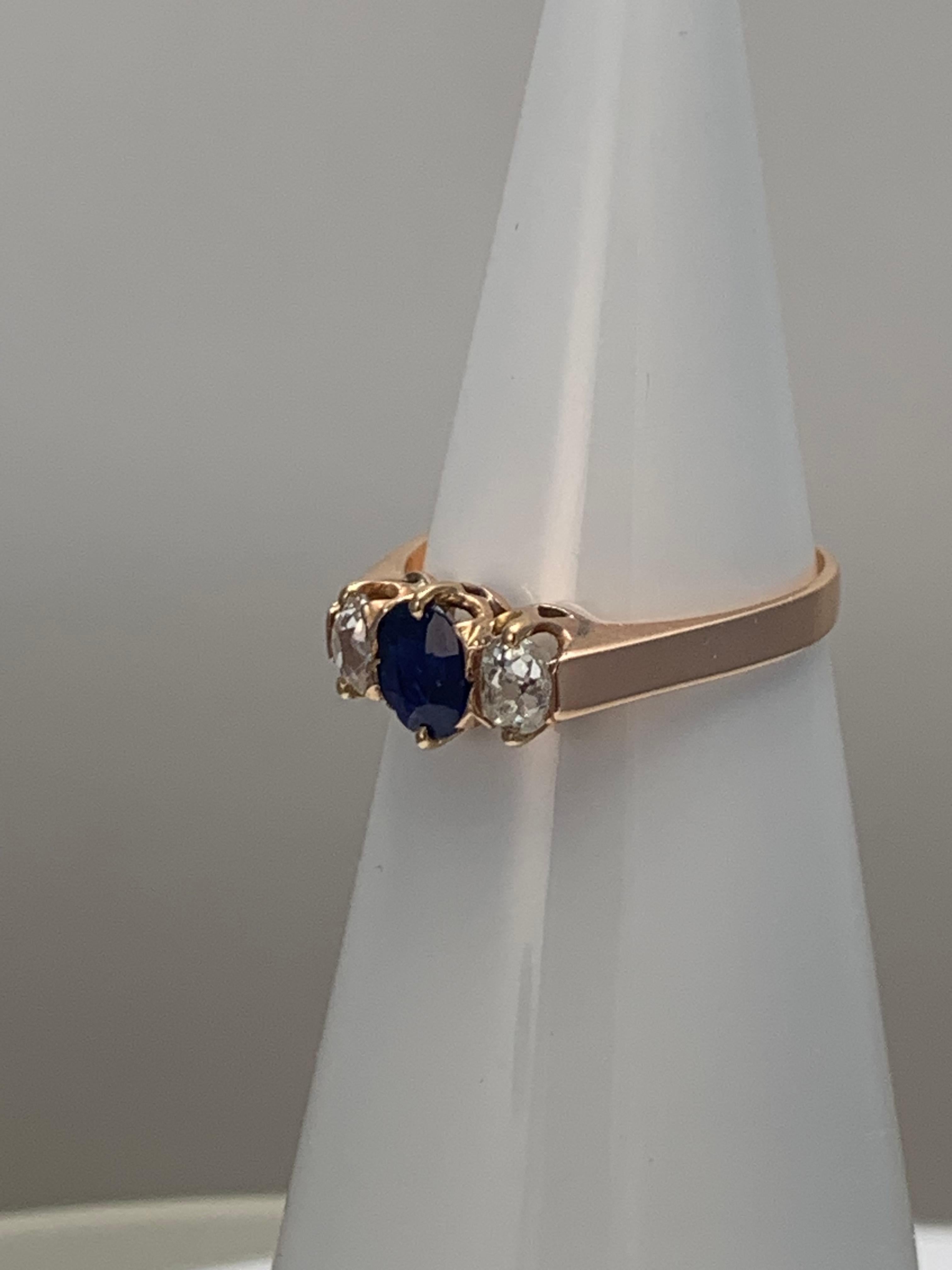 Sapphire and Diamonds Rose Gold Cocktail Ring For Sale 1