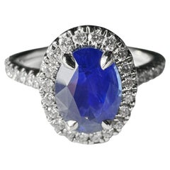Sapphire and Diamonds Single Halo Ring