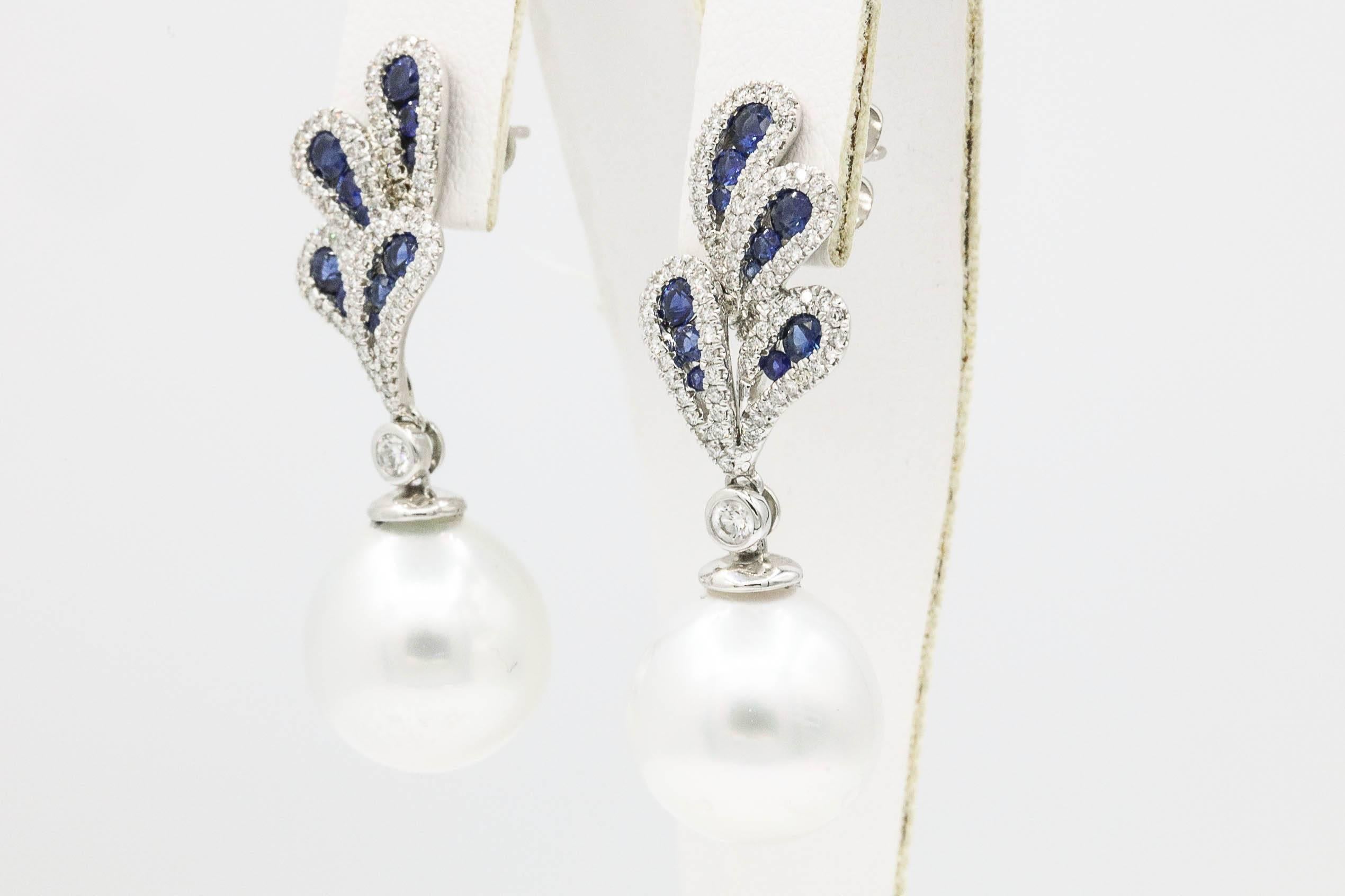 sapphire and pearl earrings