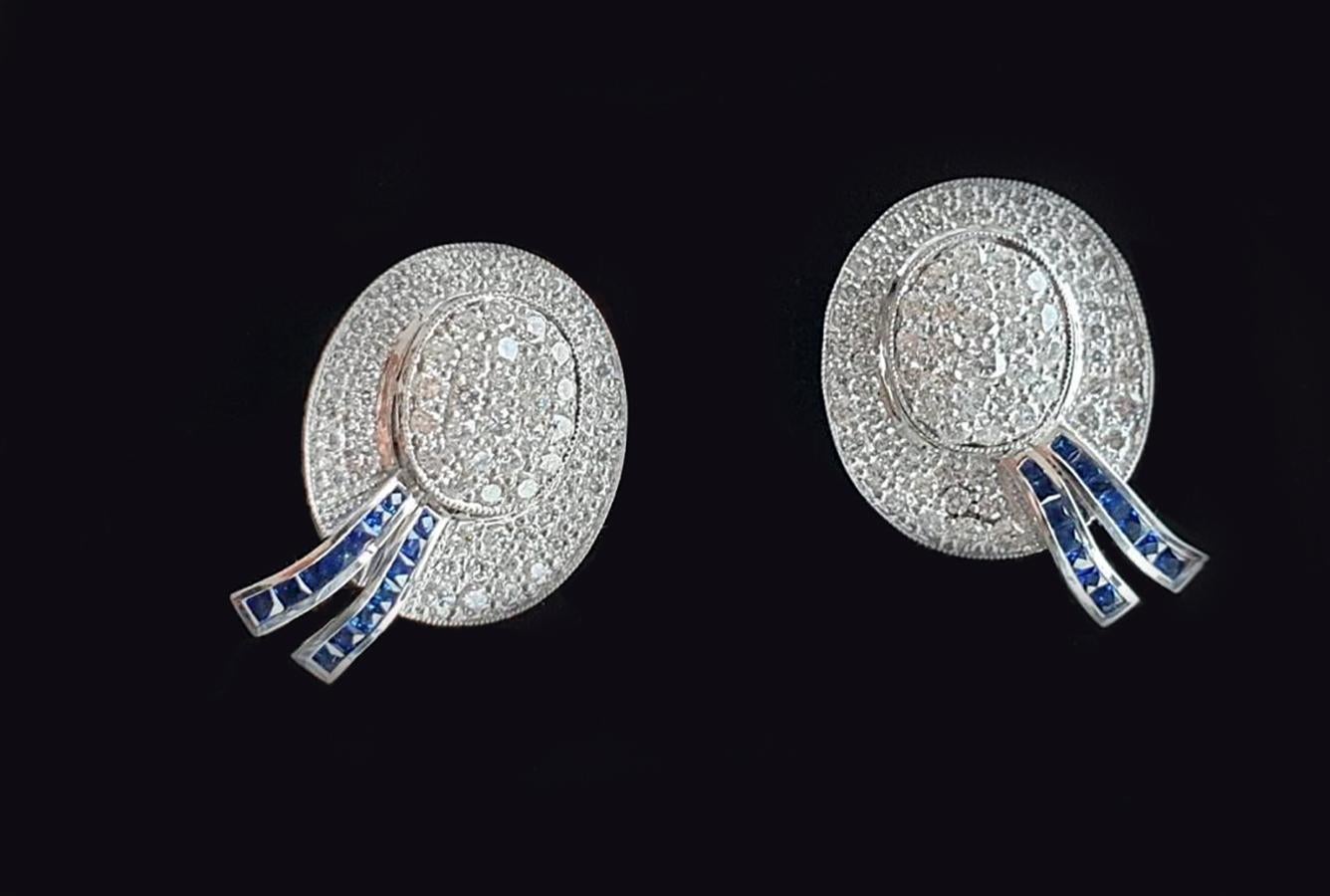 Sapphire and Dimaond Earrings In New Condition For Sale In New York, NY