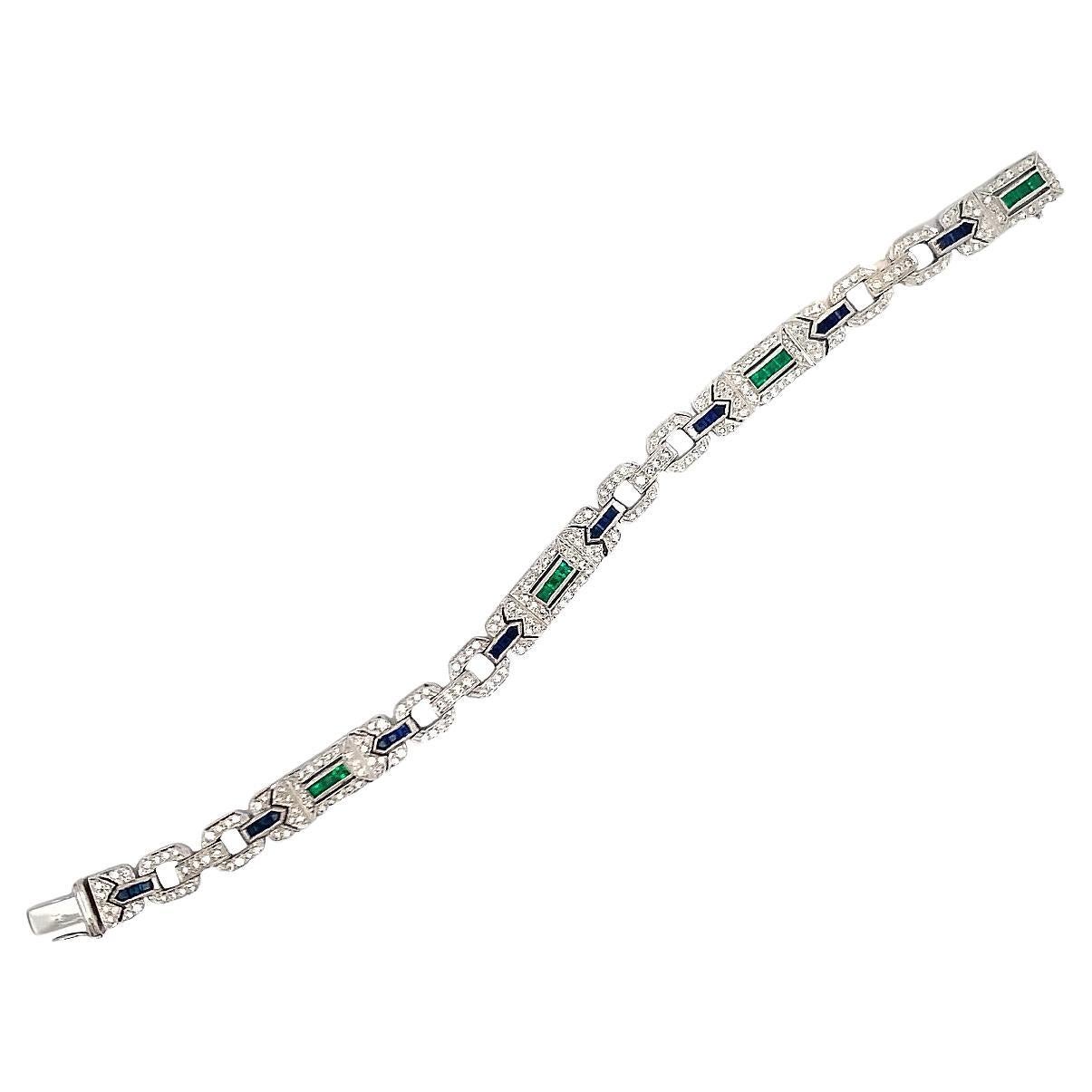 Sapphire and Emerald Bracelet For Sale