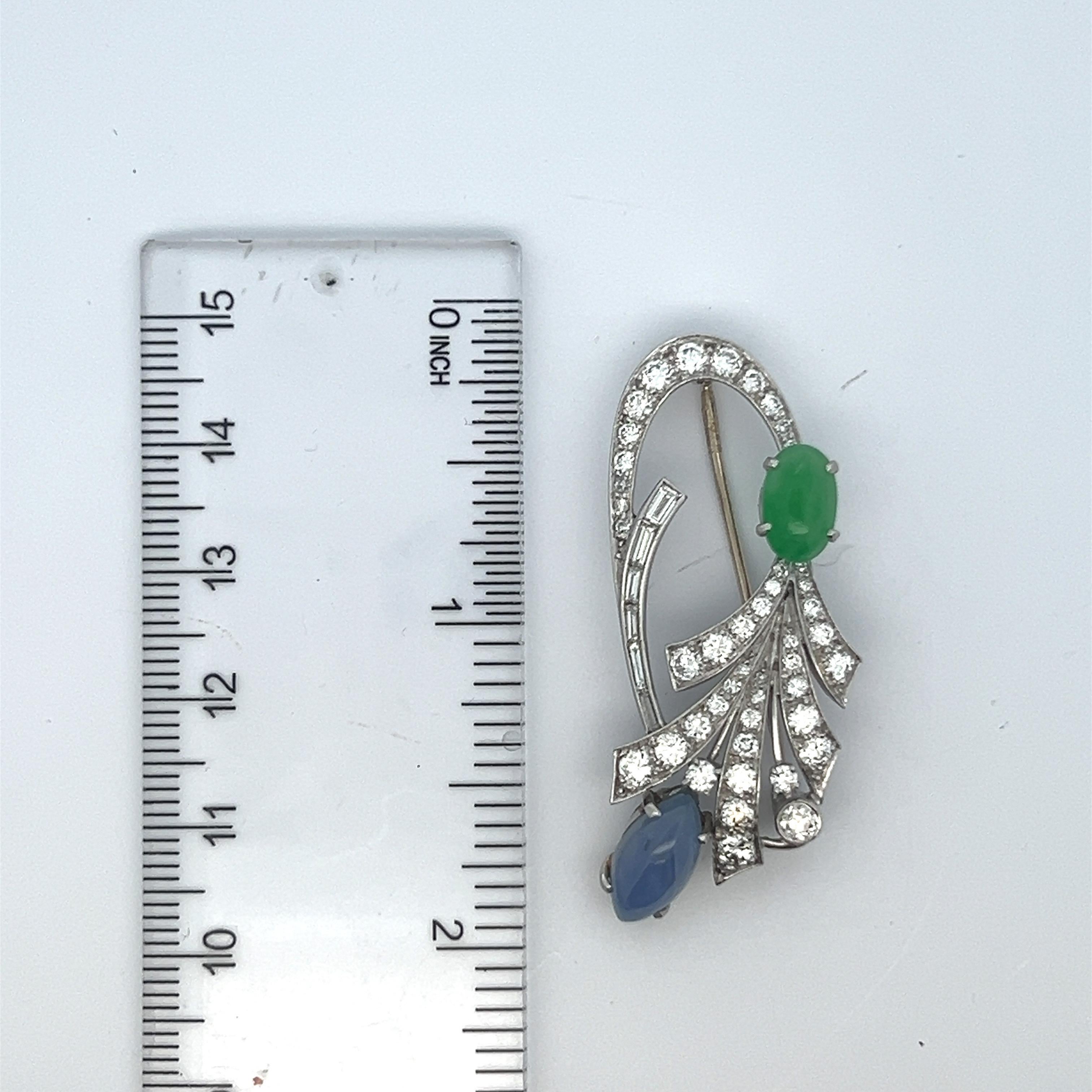 Sapphire and Jade Brooch In Excellent Condition For Sale In New York, NY