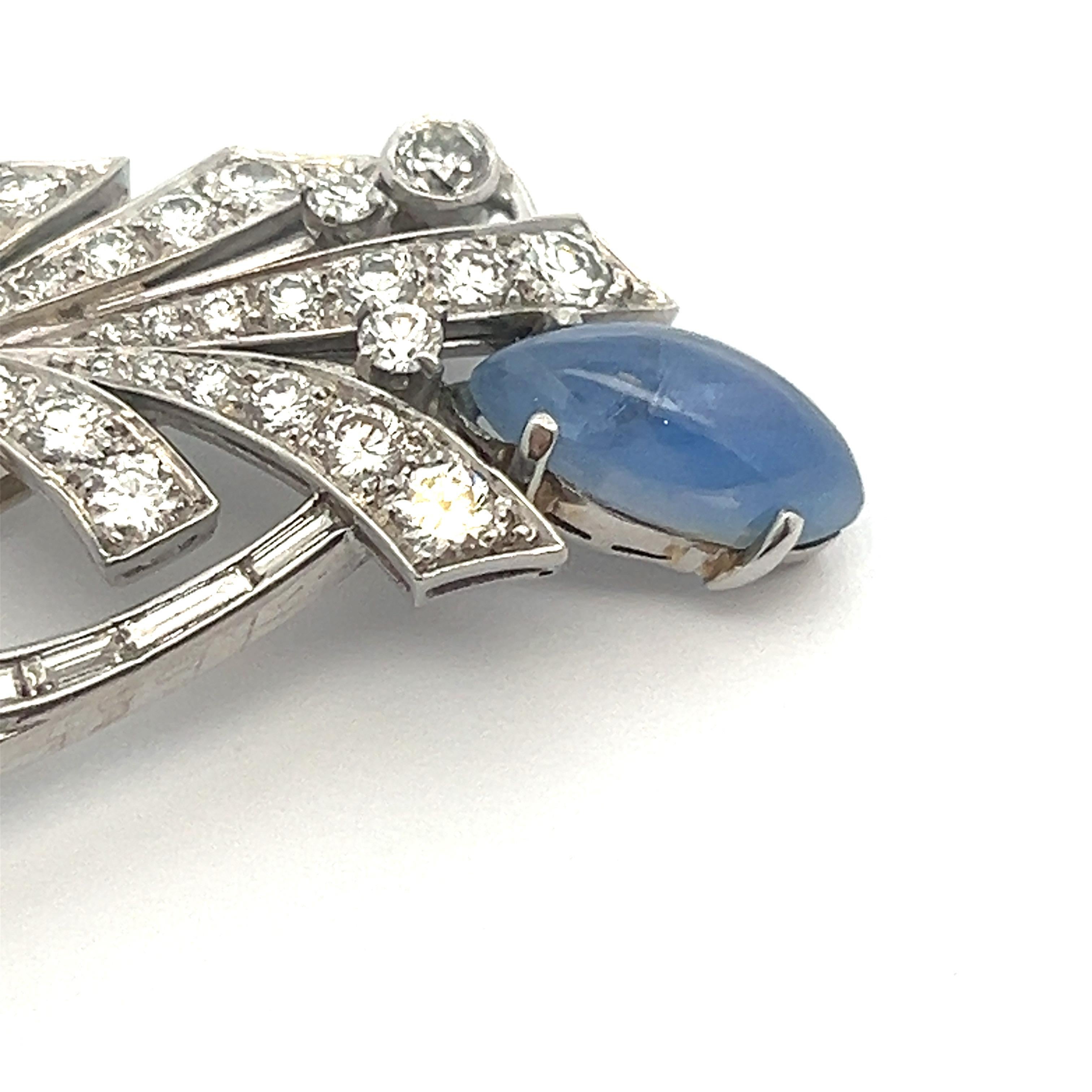 Sapphire and Jade Brooch For Sale 3