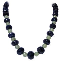 Vintage Sapphire and Jade large Bead Necklace