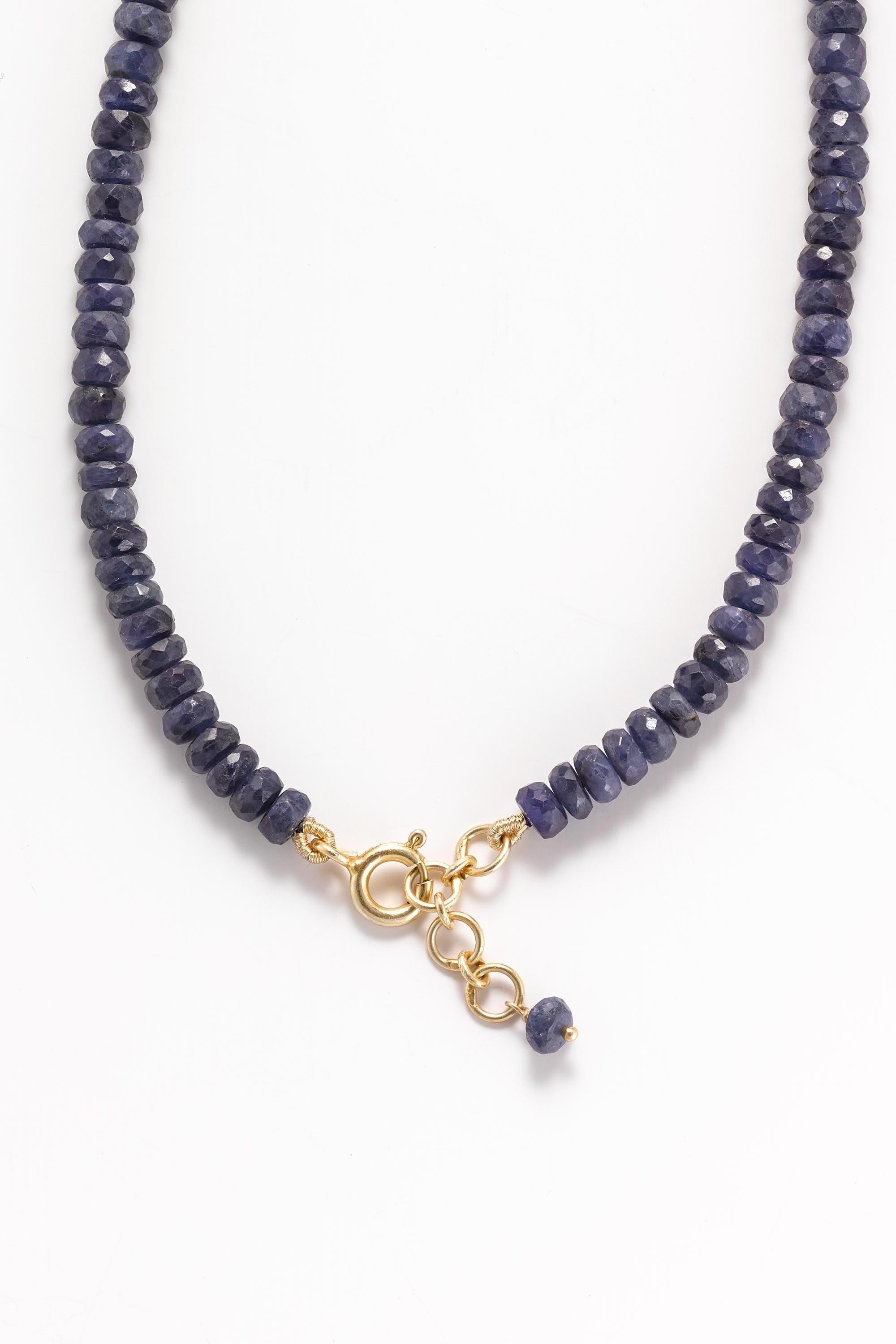 Bead Sapphire and Kyanite 24K Gold Vermeil Pendant Necklace For Sale