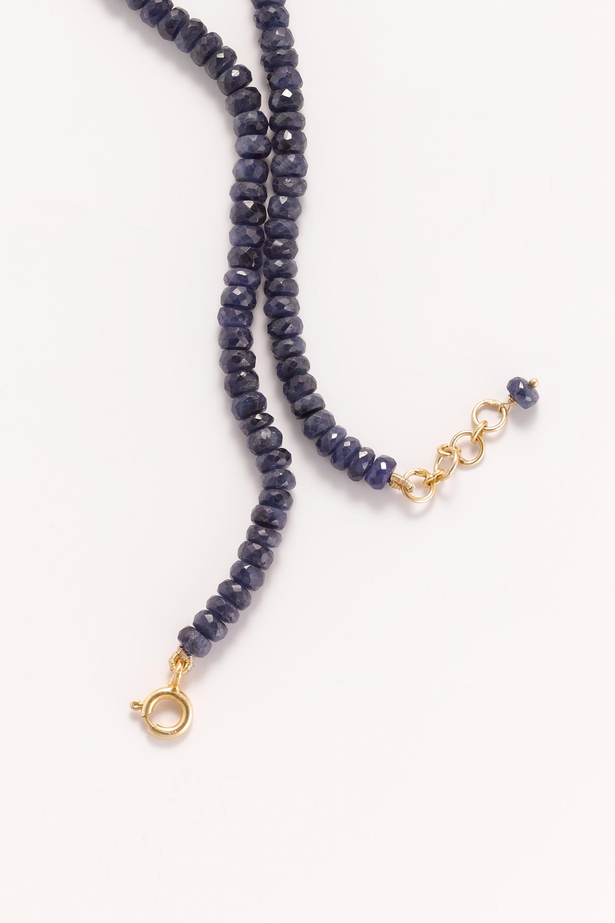 Sapphire and Kyanite 24K Gold Vermeil Pendant Necklace In Excellent Condition For Sale In New York, NY