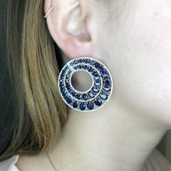 Sapphire and Pavé Diamond Circular Clip-On Earrings