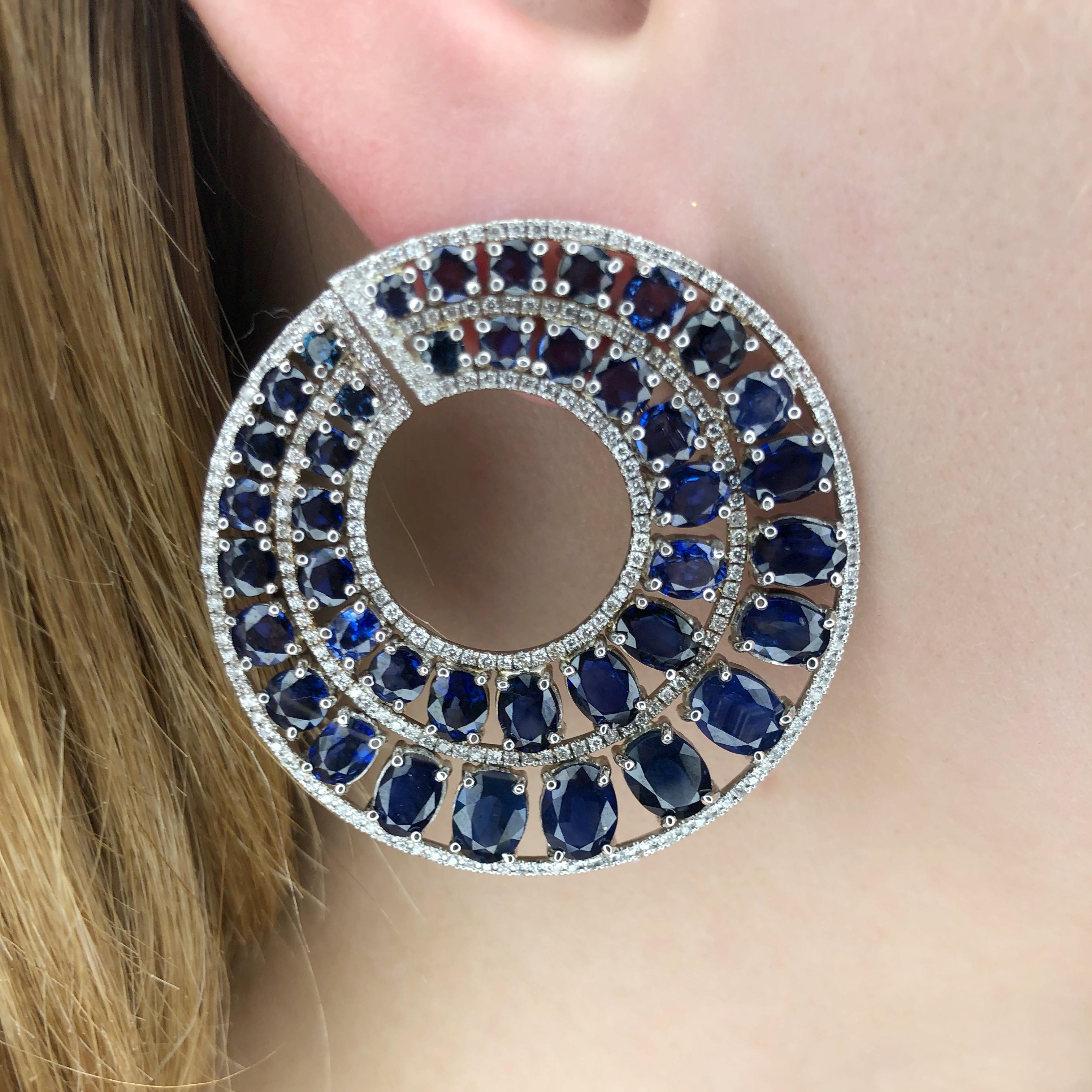 sapphire clip on earrings