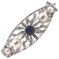 Sapphire and Pearl Bangle Bracelet