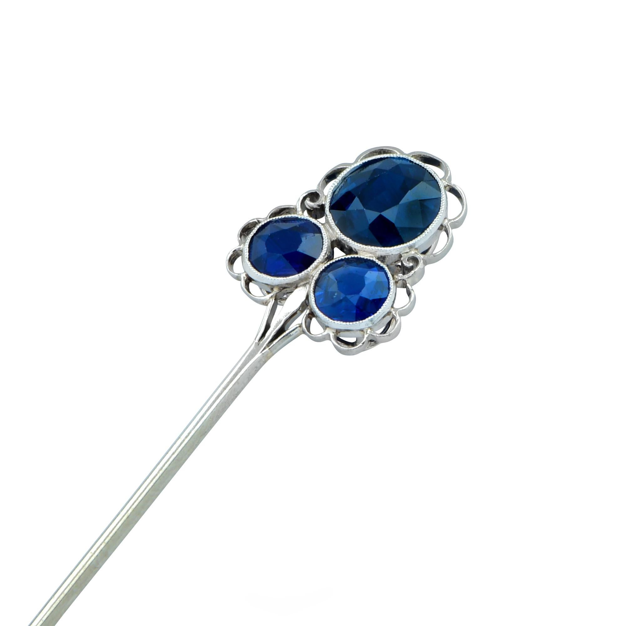 Victorian  Sapphire and Platinum Brooch Pin