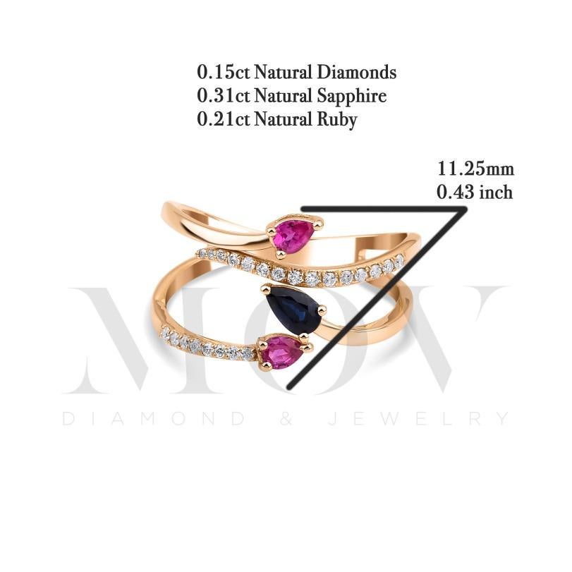 Round Cut Sapphire And Ruby 0.67ct Ring For Sale