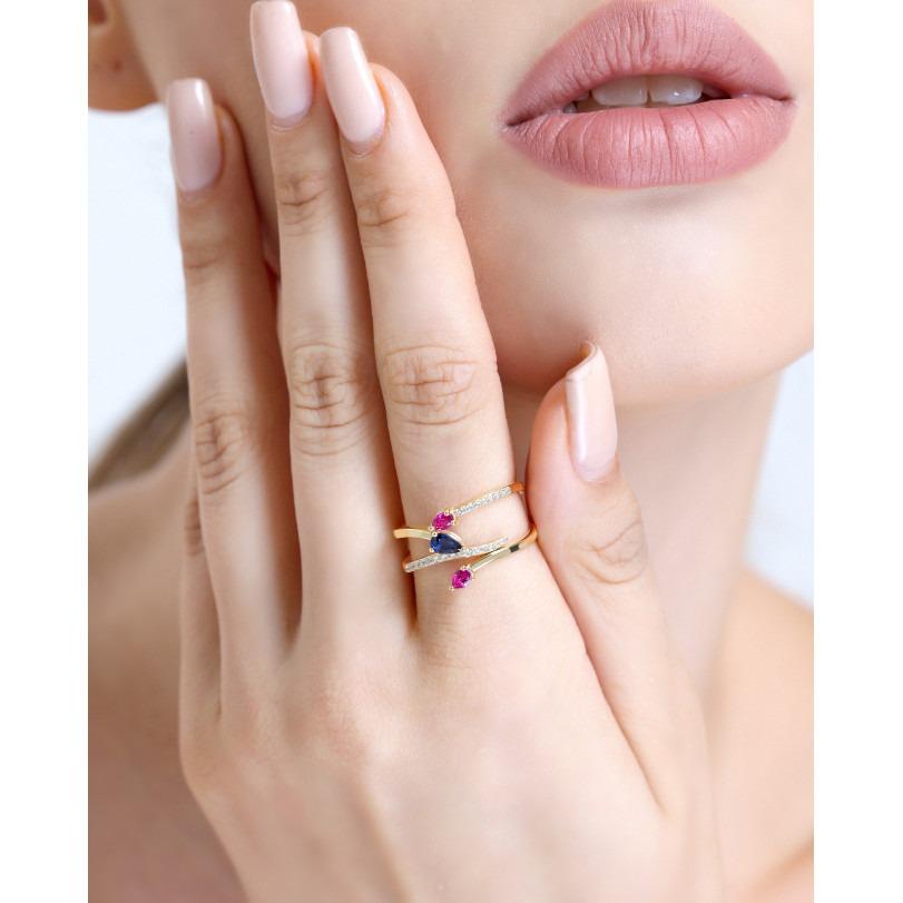 Women's Sapphire And Ruby 0.67ct Ring For Sale