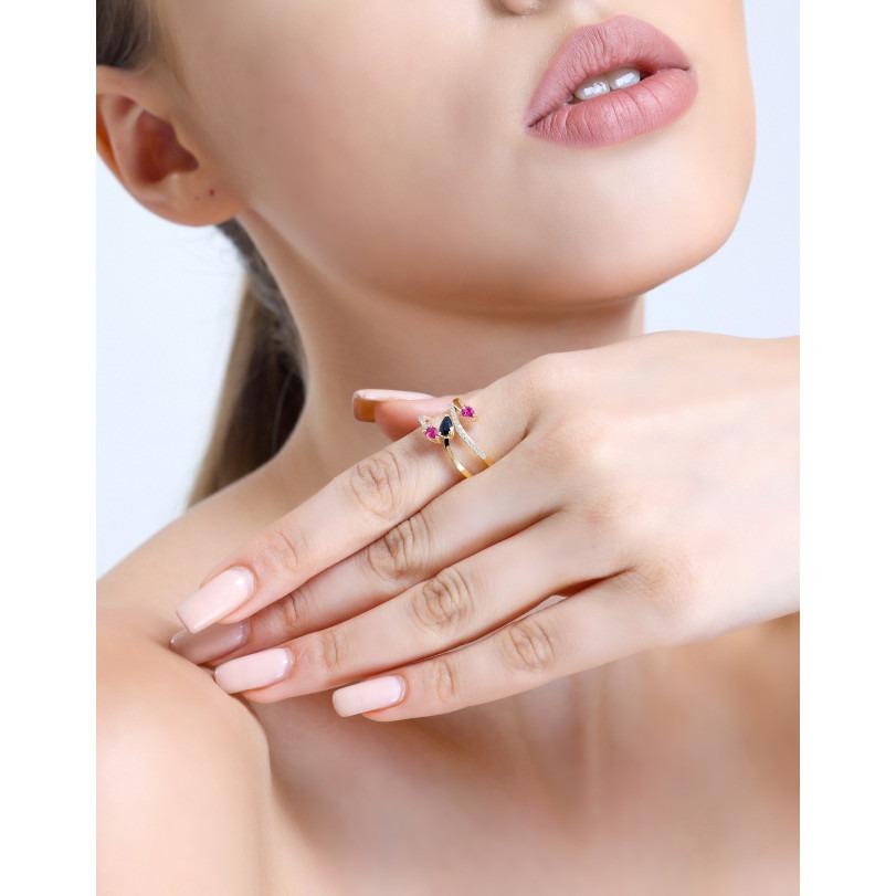Sapphire And Ruby 0.67ct Ring For Sale 2