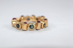 Sapphire and Ruby 18 Karat Gold Bridal Band Ring