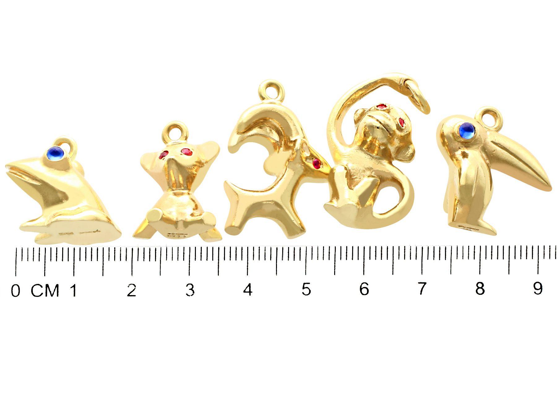 Sapphire and Ruby Yellow Gold Animal Charms 3