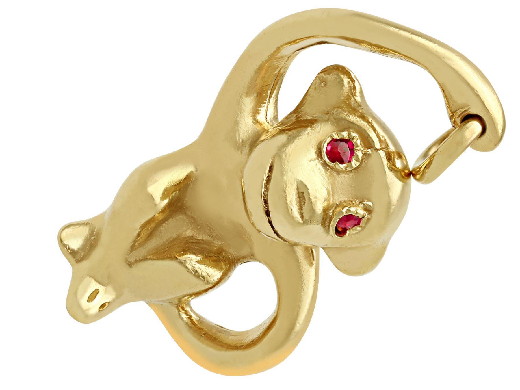 Women's or Men's Sapphire and Ruby Yellow Gold Animal Charms