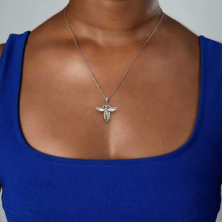 Sapphire and Sterling Silver Queen bee Necklace at 1stDibs