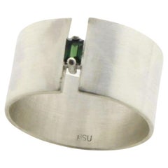 Tourmaline sterling silver Wide Ring 