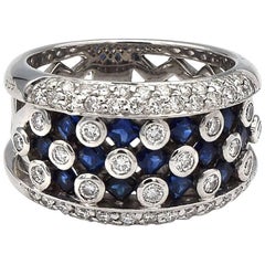 Sapphire and White Diamond Ring in 14 Karat White Gold