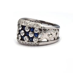 Sapphire and White Diamond Ring in 14 Karat White Gold