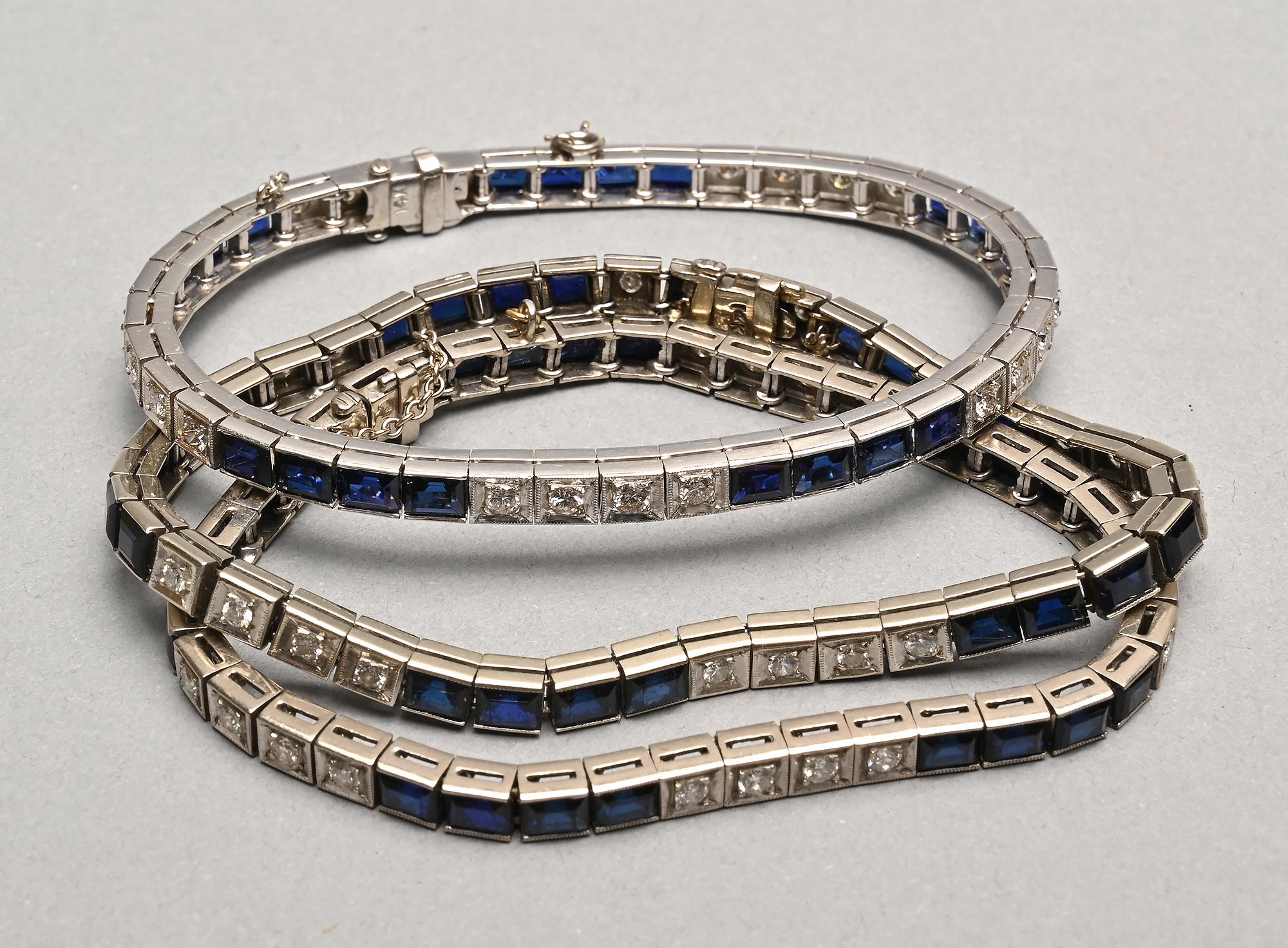 Sapphire and White Gold Trio of Bracelets In Excellent Condition For Sale In Darnestown, MD