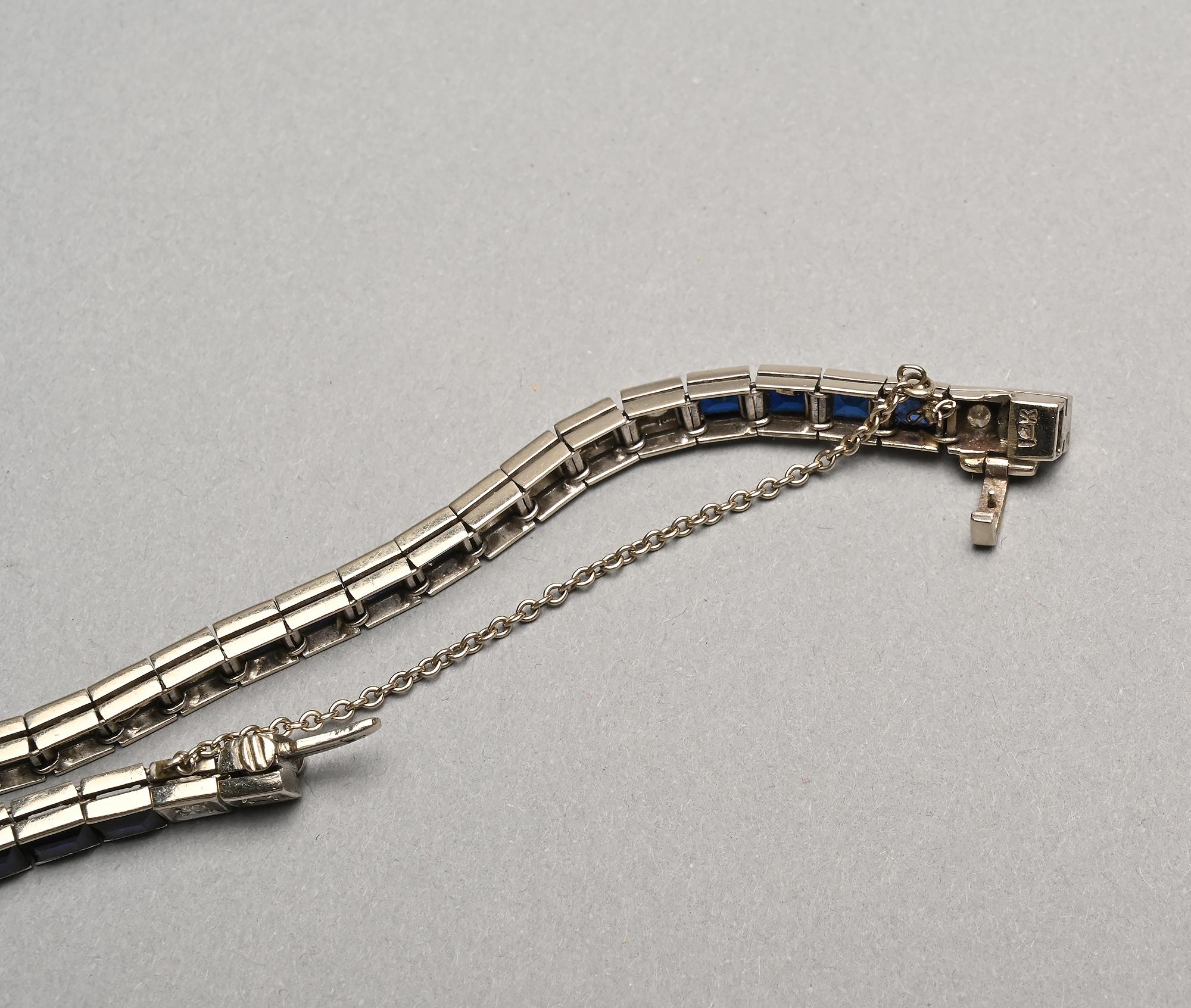 Sapphire and White Gold Trio of Bracelets For Sale 2