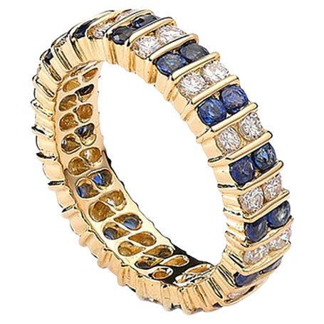 Sapphire and Yellow Gold Diamond Ring For Sale