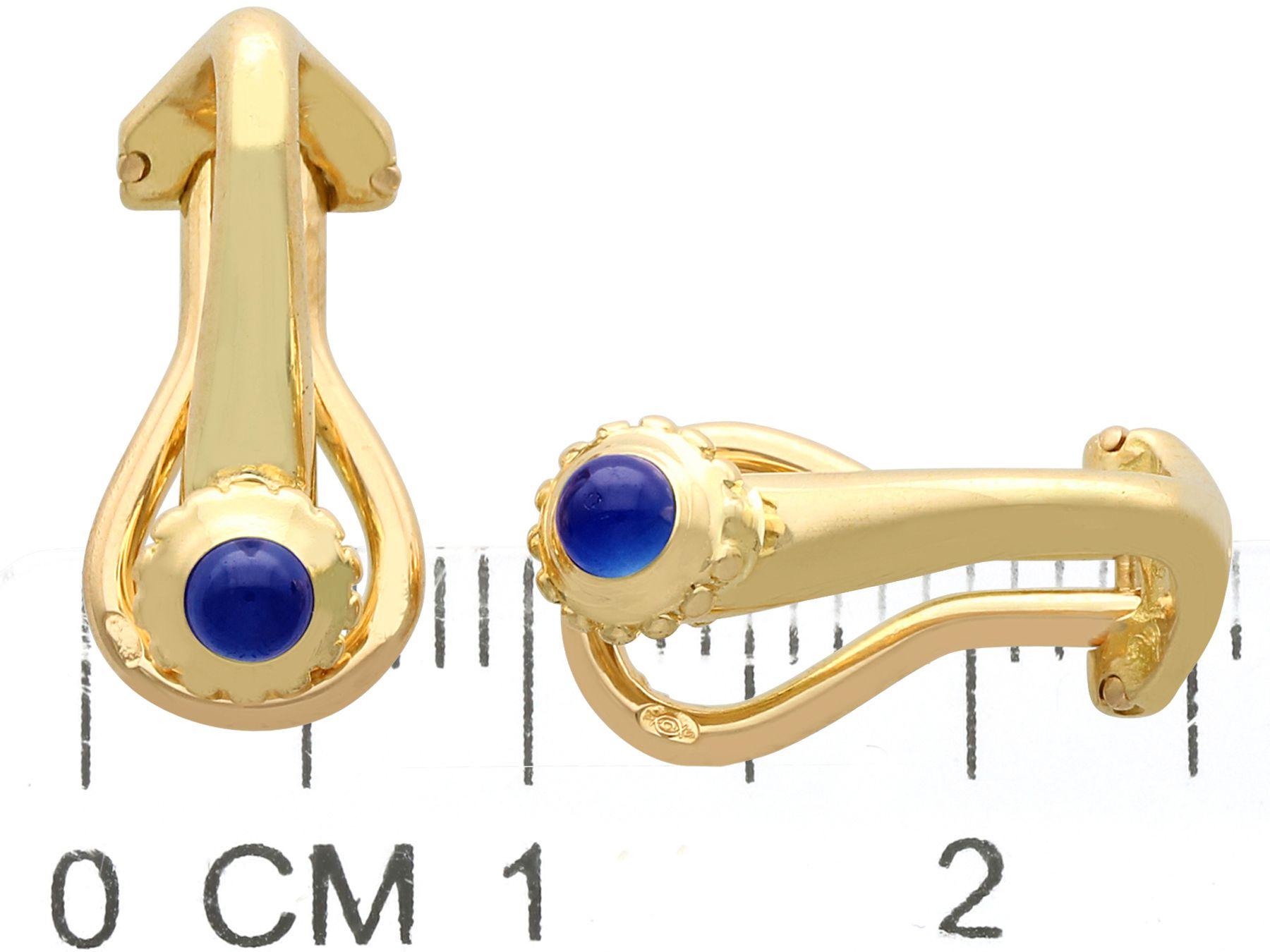 Women's or Men's Vintage Cartier Sapphire and 18K Yellow Gold Earrings For Sale