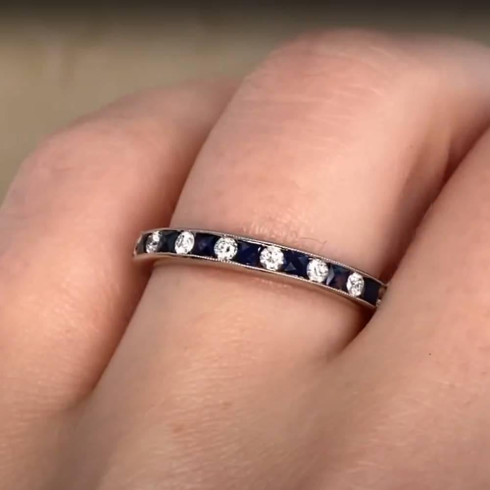Art Deco Sapphire (Approx 0.80-Carats) and Diamond (Approx 0.4-Carats) Eternity Band For Sale
