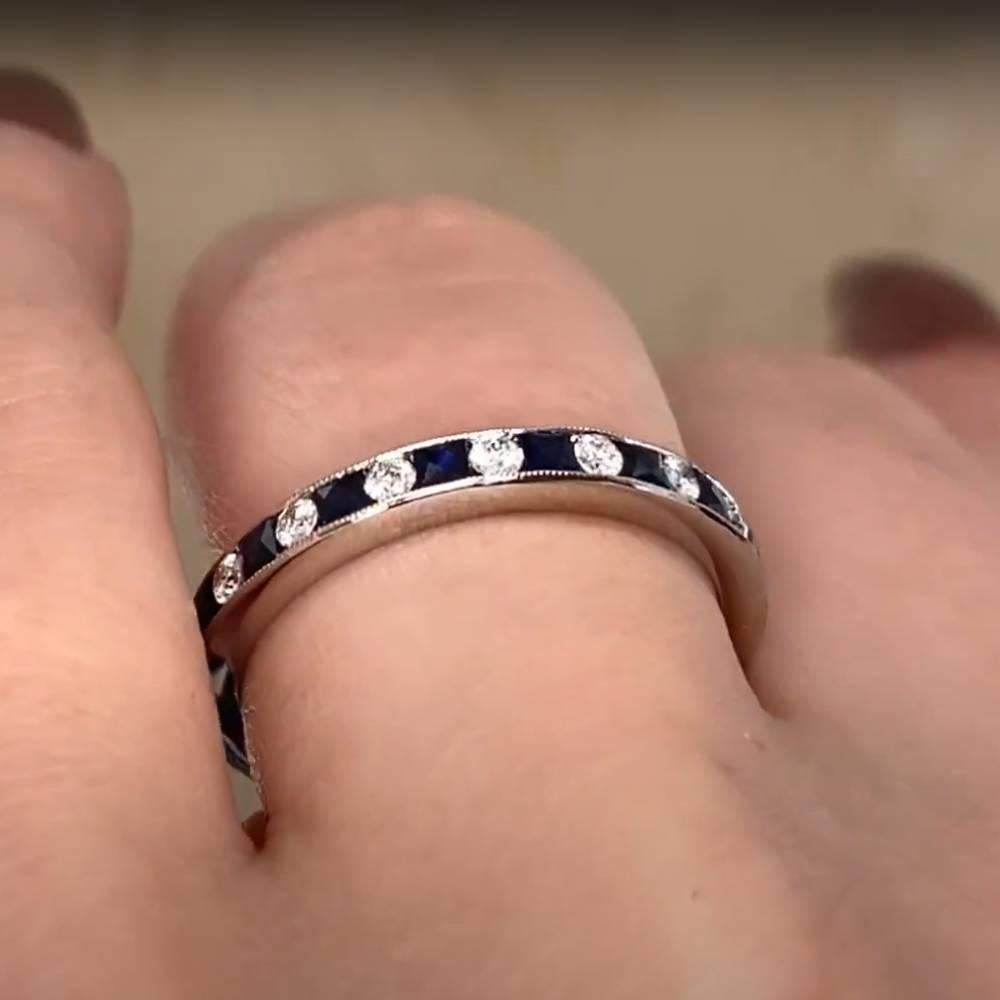 Sapphire (Approx 0.80-Carats) and Diamond (Approx 0.4-Carats) Eternity Band In Excellent Condition For Sale In New York, NY