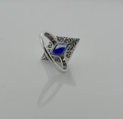 Diamond Lozenge Sapphire Ring