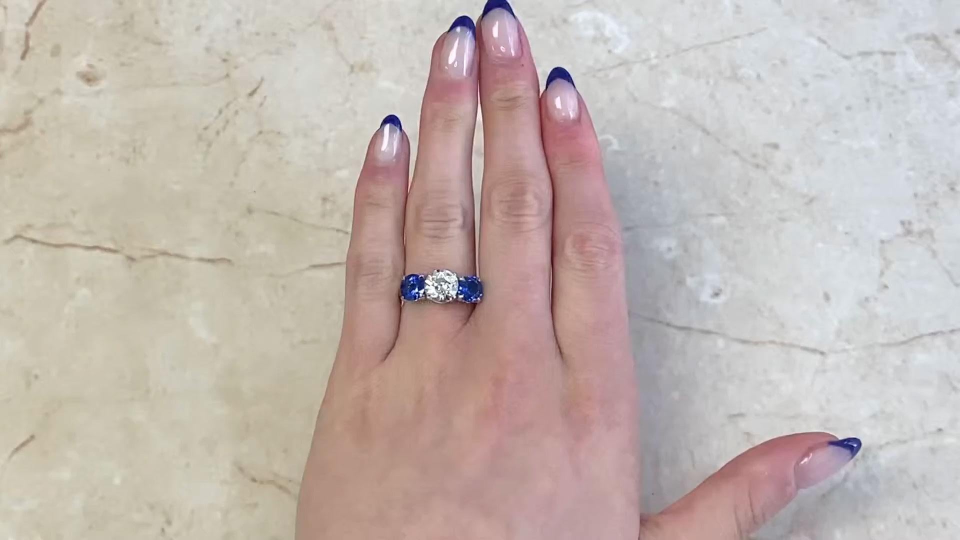 Zafiro Anillo de Compromiso Art Decó Antiguo Corte Europeo (Aprox. 2,00 Quilates) en venta 1