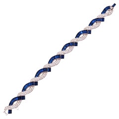 Vintage Sapphire Baguette Crystal Cocktail Bracelet By Crown Trifari, 1950s