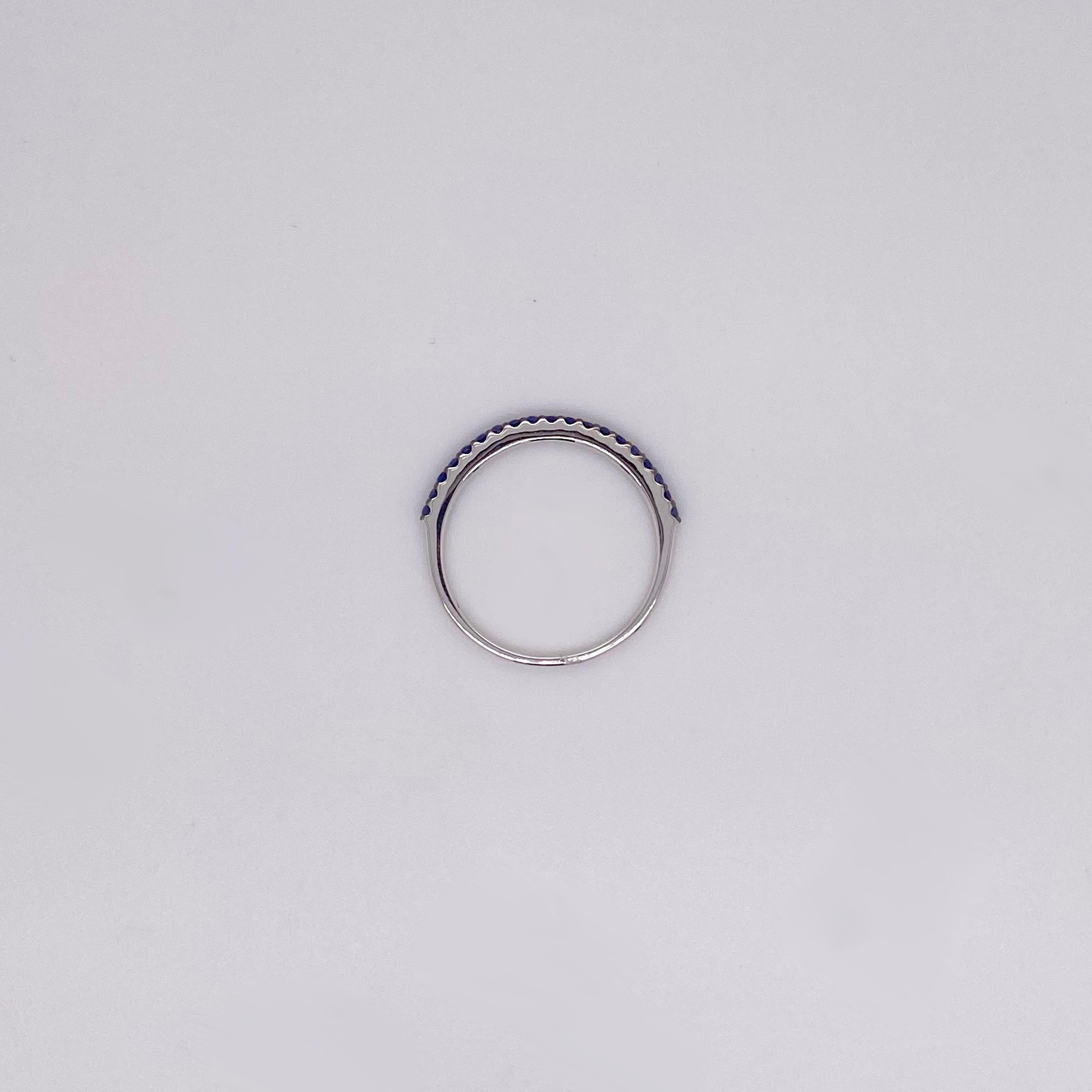 For Sale:  Sapphire Band Ring, White Gold, Simple Straight 1/2 Band 3