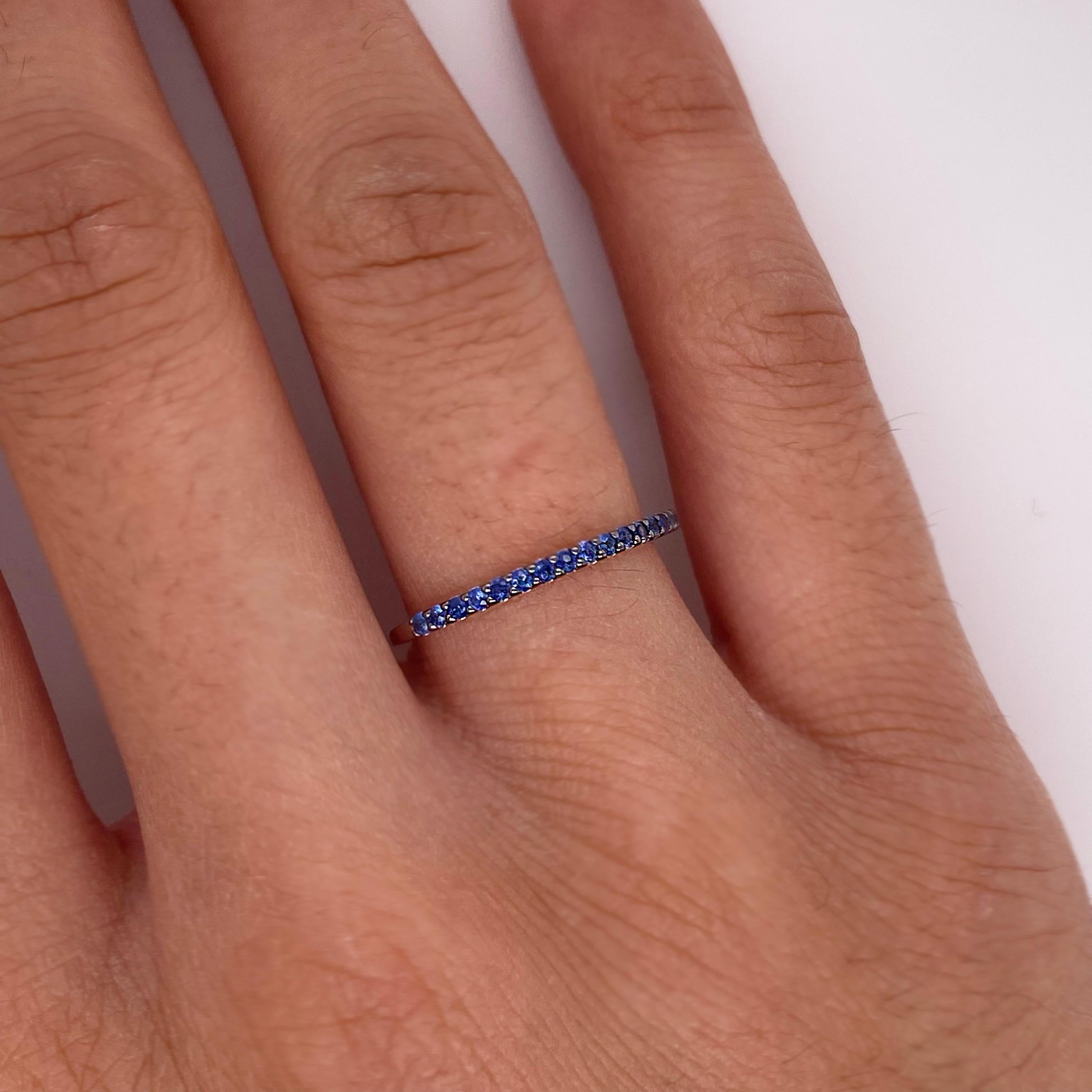 For Sale:  Sapphire Band Ring, White Gold, Simple Straight 1/2 Band 4