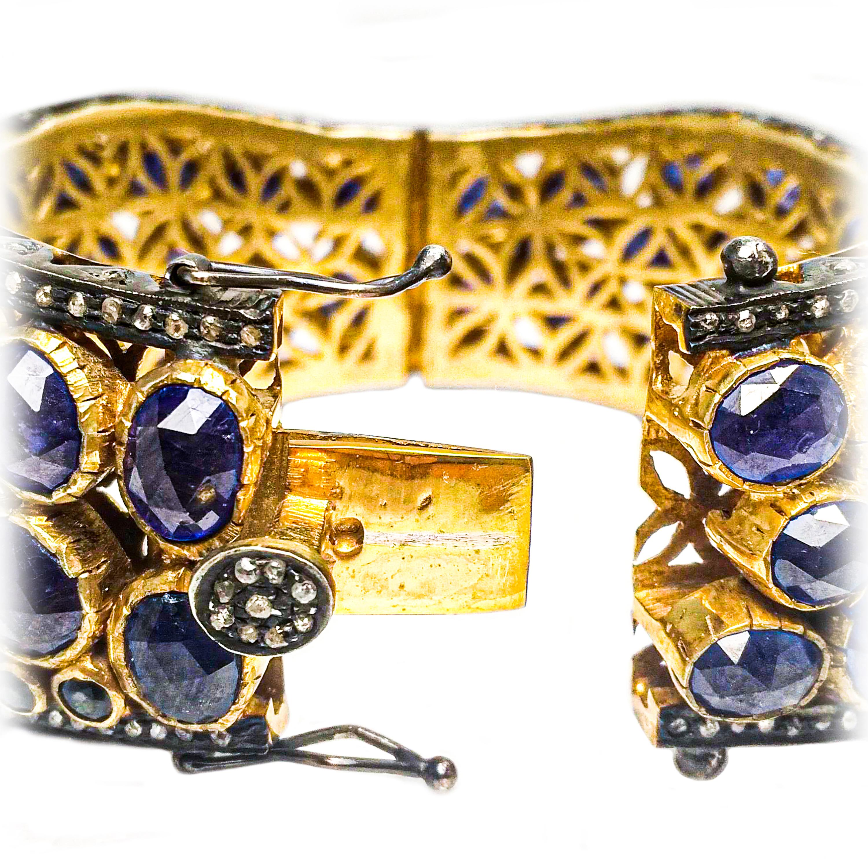 Contemporary Maharaja 70 Carat Fancy Cut Sapphire Bangle Bracelet