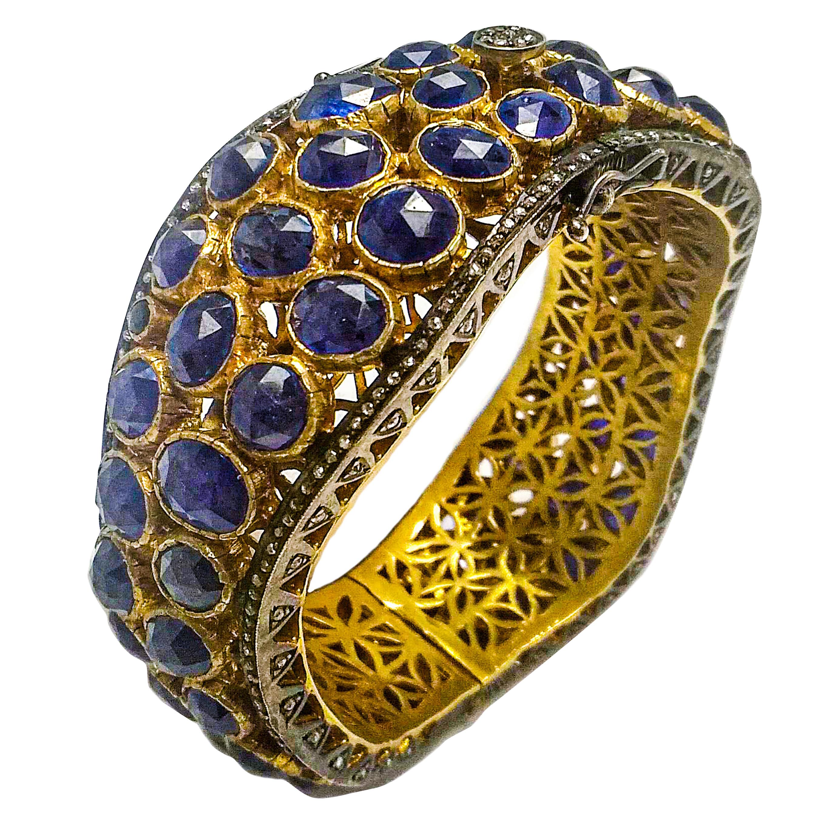 Maharaja 70 Carat Fancy Cut Sapphire Bangle Bracelet