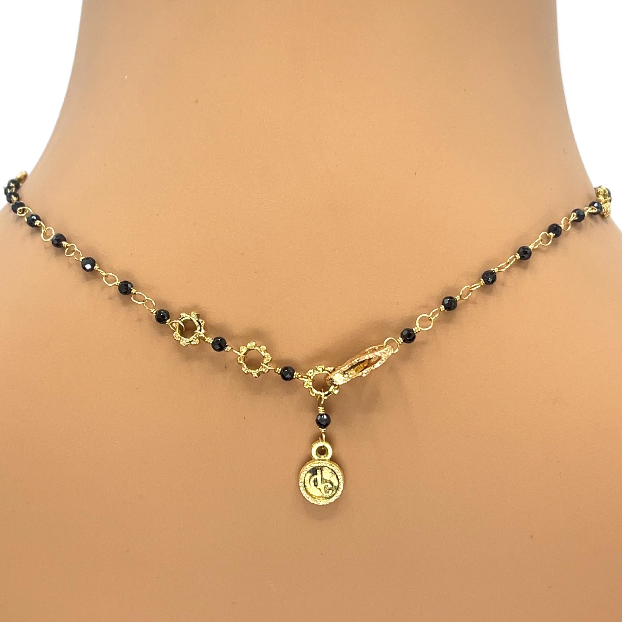 Sapphire Beaded 18k Yellow Gold Necklace For Sale 1
