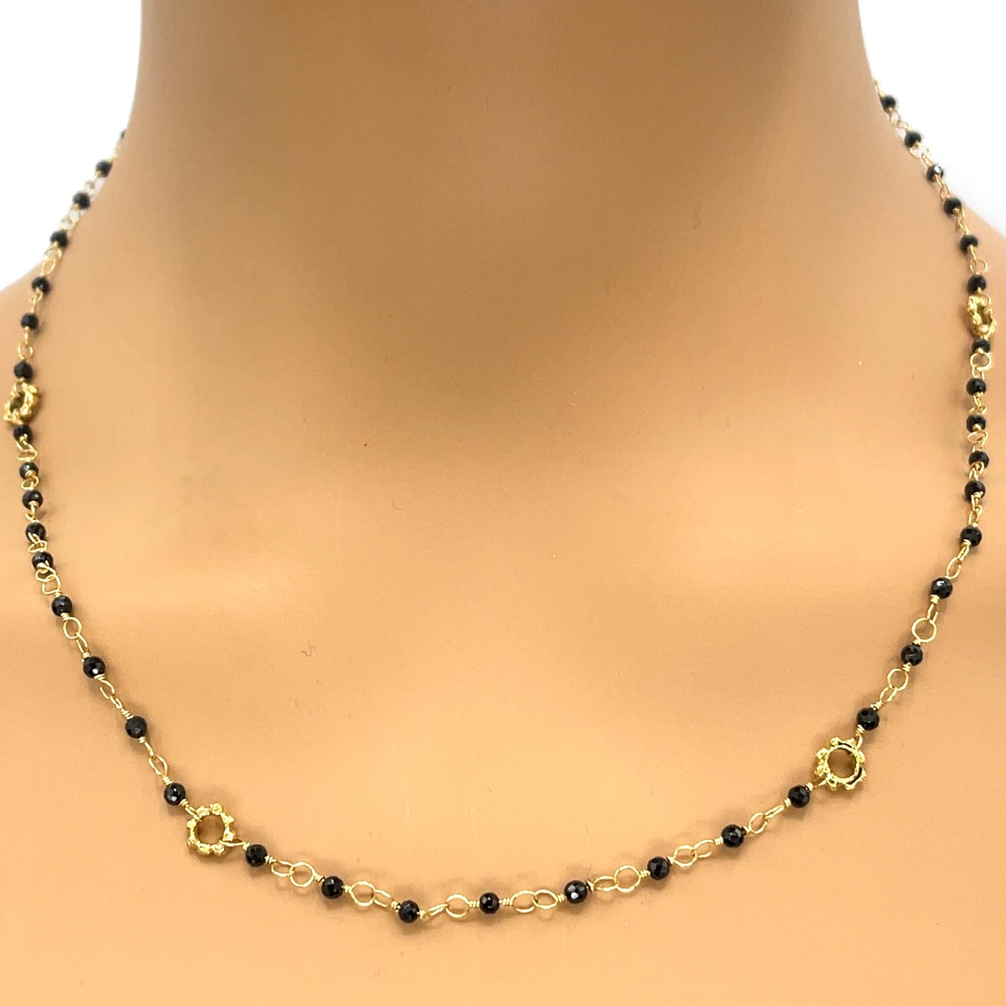 Sapphire Beaded 18k Yellow Gold Necklace For Sale 2