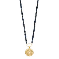 Saphir-Perlen-Halskette mit Multistar-Anhänger