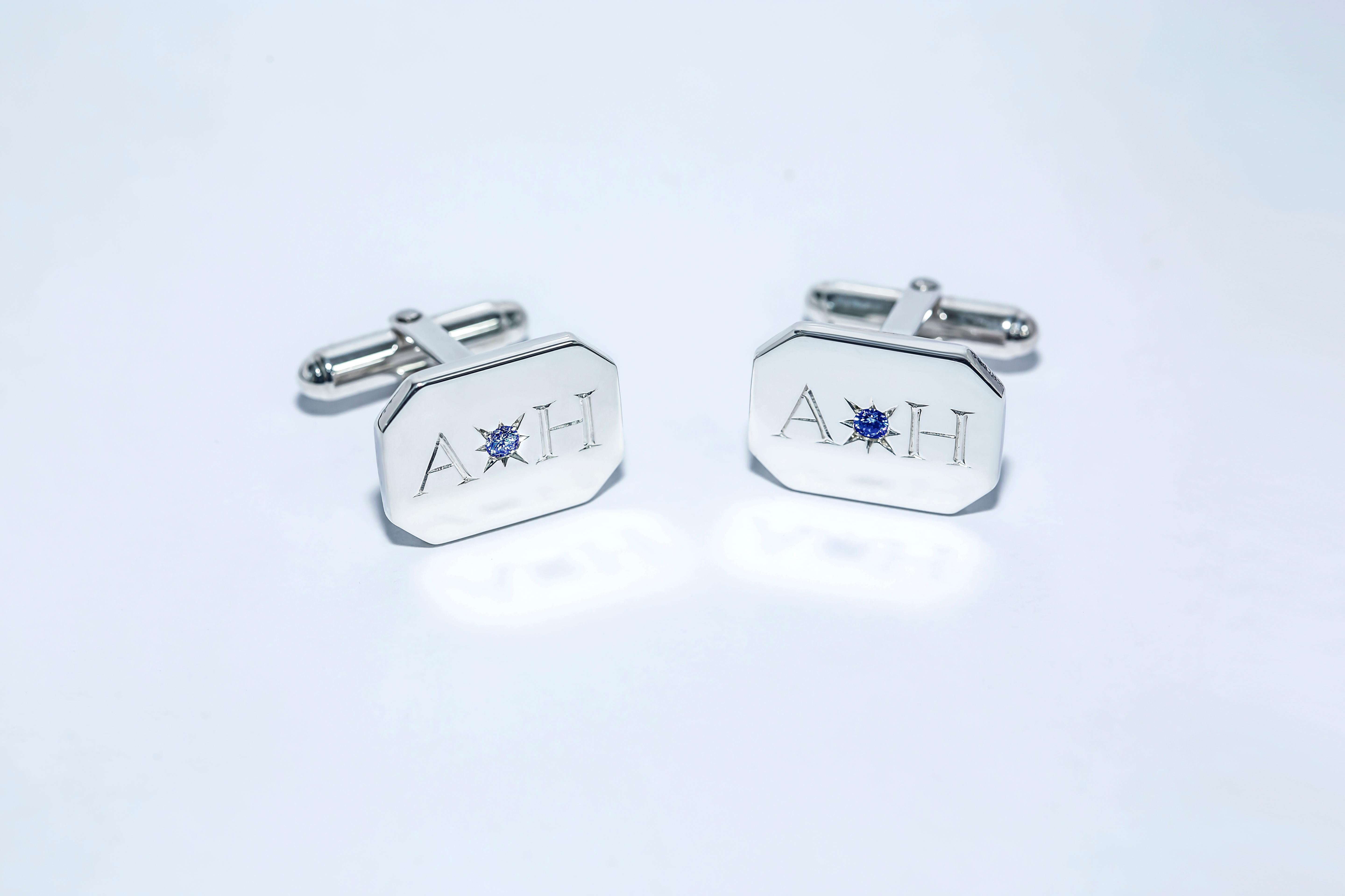 We believe in creating your own unique look by creating your own style.  These cufflinks are completely bespoke and exquisite for the discerning gentleman. Expertly hand crafted in solid sterling silver and hand engraved to your specification. These