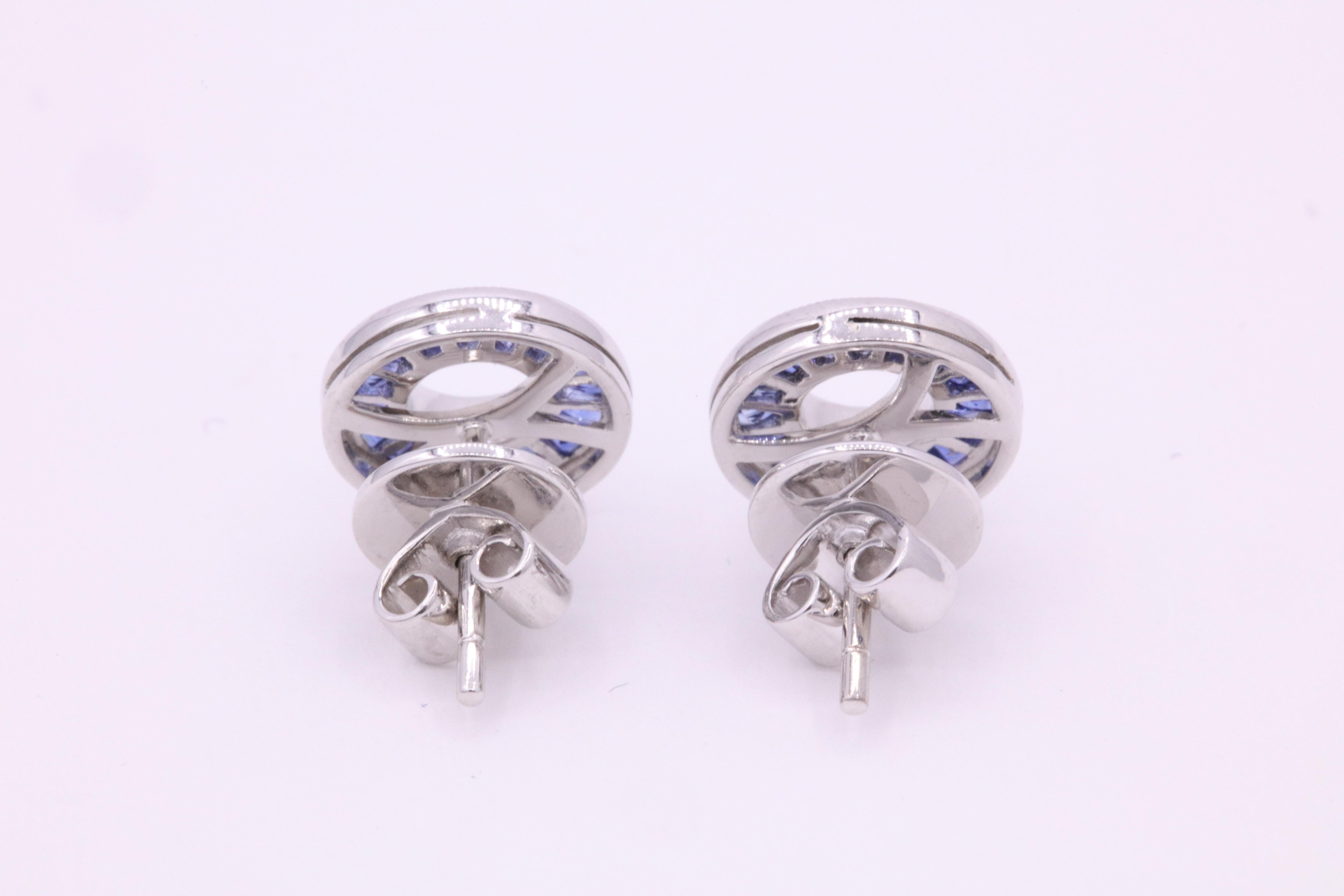 Art Deco Sapphire Bezel Earrings 1.19 Carats Platinum
